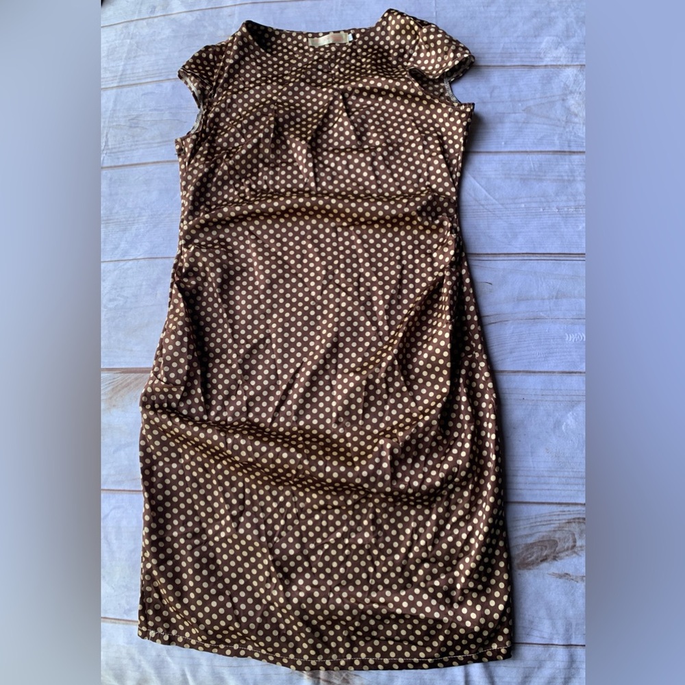 Brown Polka Dot Cap Sleeve Dress Size XL